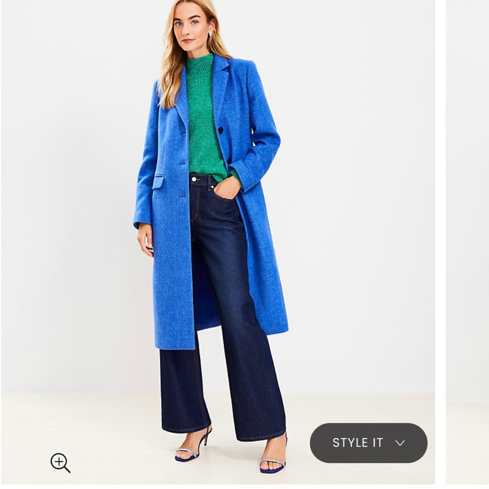 LOFT Long, Blue, Size Medium Coat - NWT